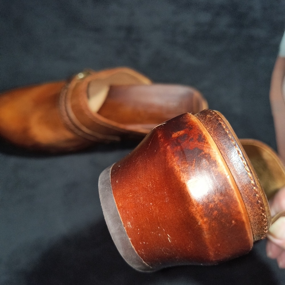 Frye Brown Leather Clogs with Brass Buckle - Picture 9 of 15